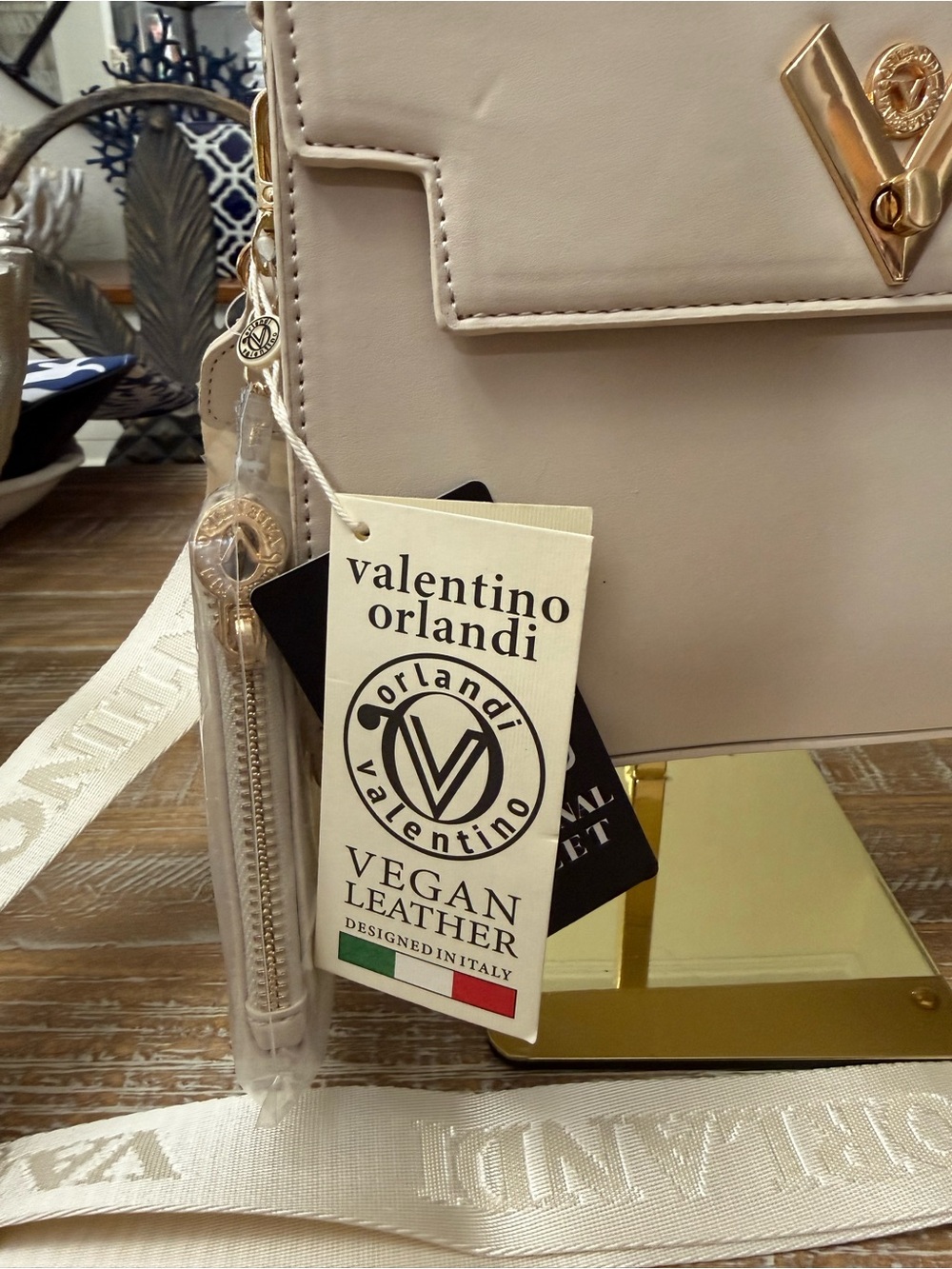 Valentino Orlandi Elegant Cream Top-Handle Crossbody Bag, Strap, Coin purse - Picture 4 of 9